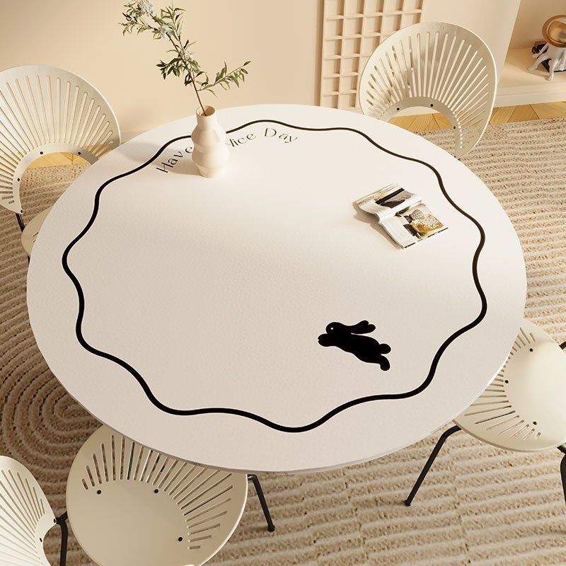 奶油风圆形餐桌j垫可擦免洗桌布防烫隔热茶几垫防油防水轻奢感桌,淘宝优惠券,粉丝福利购,淘宝优惠卷