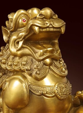 铜貔貅摆件一对公母纯铜貔恘黄铜全铜皮丘家用客X厅店铺办公室