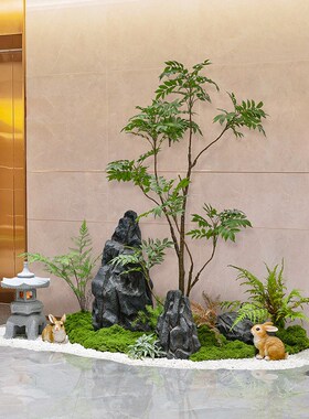 中式室内仿真造景k绿植落地摆件组合公司酒店开业大厅装饰高档送