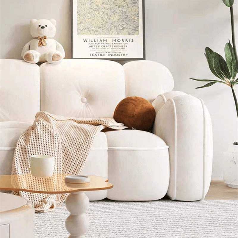 奶油风布艺客厅皮布沙发小户型现代云朵钢琴键绒布棉花糖简约家具,淘宝优惠券,粉丝福利购,淘宝优惠卷