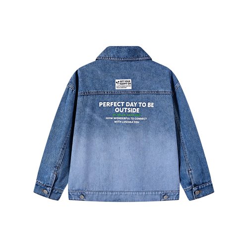 迪士尼男童牛仔外套个性字母印花秋季潮酷儿童夹克上衣中大童 - 图3