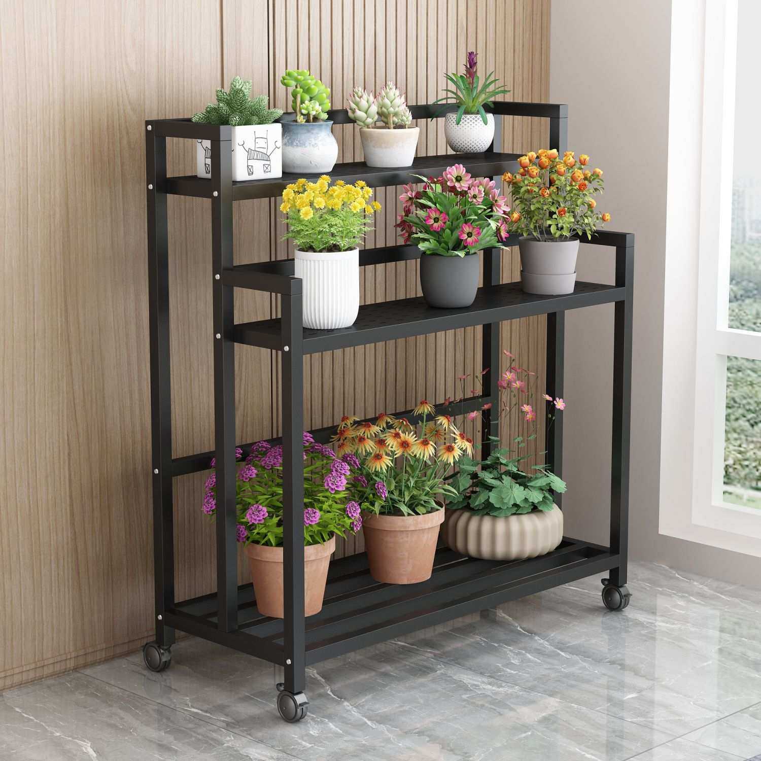 加厚铁艺花架花几阳台多层室内家用移动带轮子花房置物架花盆架子,淘宝优惠券,粉丝福利购,淘宝优惠卷