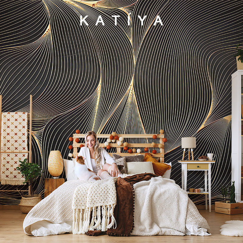 北欧轻奢金属线条墙纸卧室沙发高档墙布电视背景墙壁画别墅装饰3d,淘宝优惠券,粉丝福利购,淘宝优惠卷