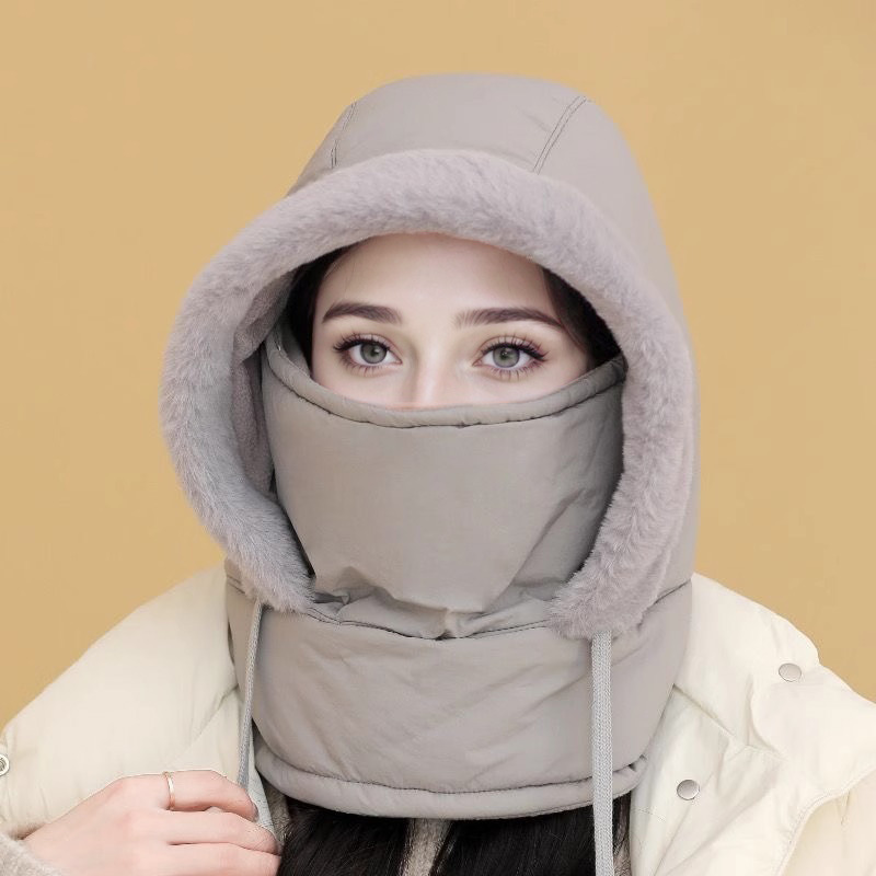 冬季新款羽绒雷锋帽女加绒加厚百搭防寒保暖帽户外骑行防风帽子男 - 图0