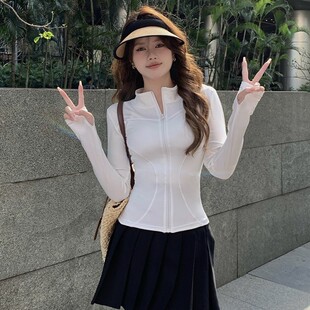 UPF50+冰丝瑜伽防晒衣女夏季修身开衫外套