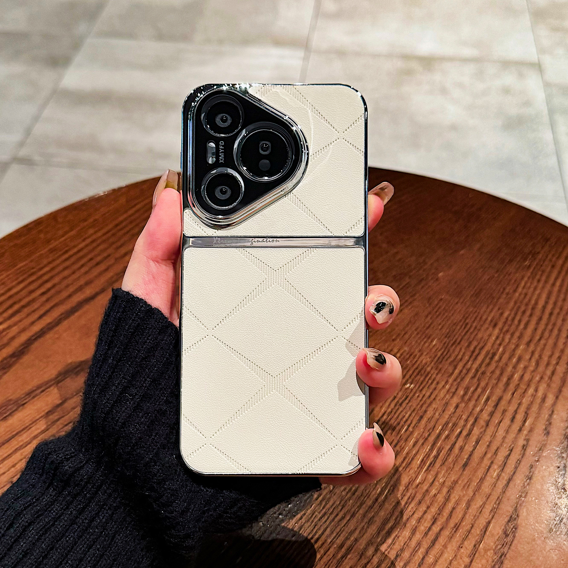 素皮格纹适用华为Pura70Pro+手机壳2025新款女防滑抗指纹P70镜头全包防摔Pura80Ultra高级感小众男士保护套 - 图0