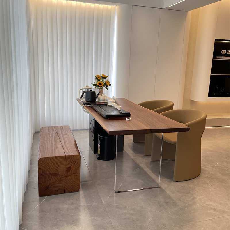 轻奢现代简约北美黑胡桃木茶台意式极简茶桌椅组合别墅客厅设计师,淘宝优惠券,粉丝福利购,淘宝优惠卷