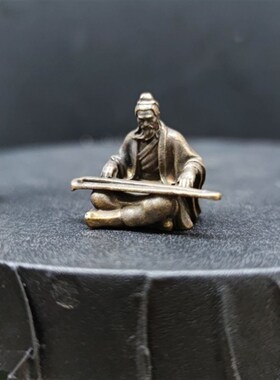 黄铜高山b流水伯牙鼓琴古代古筝小人物鱼缸盆景假山微缩造景观摆