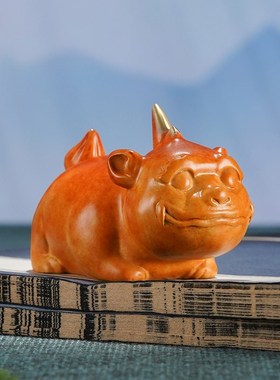 黄铜桌面貔貅摆件《否极泰来》铜B工艺品 家居饰品 铜手把件 礼品