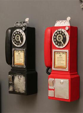 民国老式壁挂电话机做旧陈列拍照道具酒吧墙壁软装V挂件手摇式模