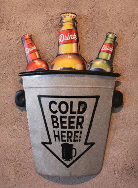 工业风铁艺立体酒桶啤酒瓶装x饰饭厅酒吧烧烤火锅店背景墙壁挂装