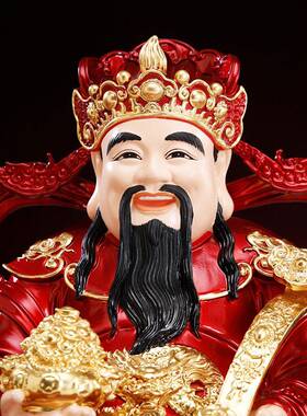 优质纯铜彩绘财神佛像家公司吉祥礼品摆件如意聚宝文财神开门红