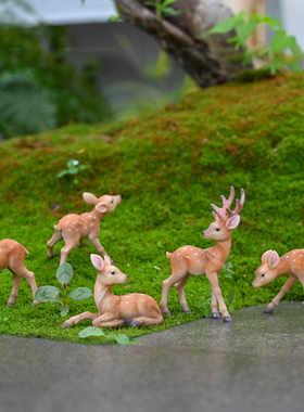 微景观仿真梅鹿桌面客厅玄关装饰摆设盆景园艺布景树脂小鹿