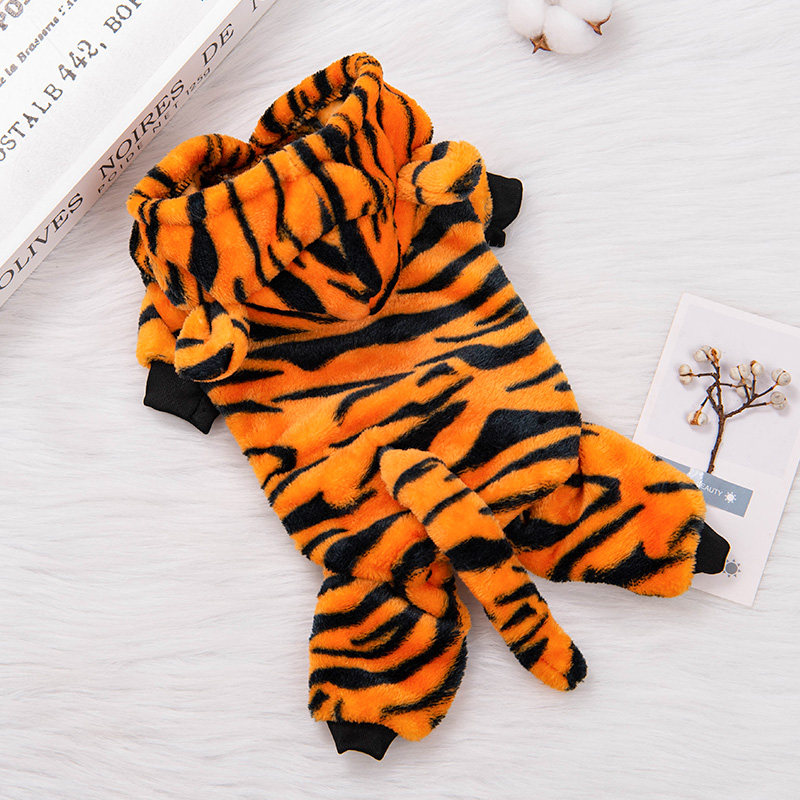 可爱老虎造型狗狗连体衣毛绒宠物服装小型犬萌宠衣服法兰绒四脚衣,淘宝优惠券,粉丝福利购,淘宝优惠卷