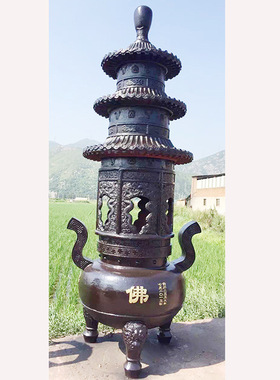 铜铁六角焚经炉烧纸炉六层铸铁仿古塔炉千佛塔万佛塔
