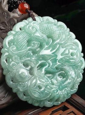 天然翡翠A货正品缅甸真翡翠富贵龙牌挂件吊坠玉牌男神礼物爆款