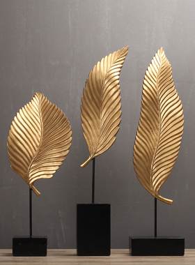 美式装饰品玄关摆设o芭蕉树叶工艺品创意样板房室内电视柜轻奢摆