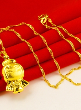 项链吊坠男女款福字纯金首饰