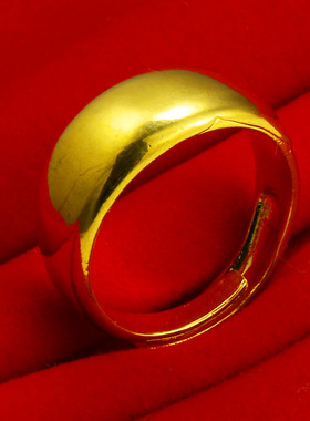 复古仿真黄金戒指男女情侣对戒光面戒子镀金指环活口送妈妈真沙金
