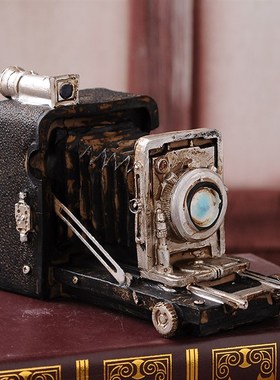 复古老式照相机模型工艺品创意酒吧摆件家具橱窗陈列美式软装饰品