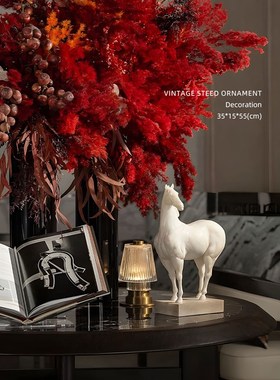 迷屿 别墅入户玄关大雕塑马桌面D摆件办公室风水高级感软装饰品