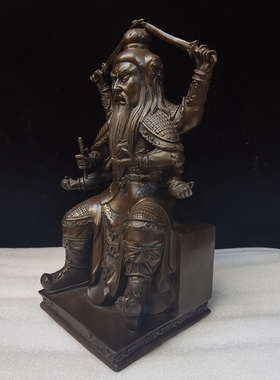 纯铜火神铜像三头六臂铜火神x祝融神像火德星君铜像马王爷家居摆