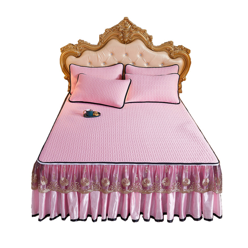 夏季乳胶冰d丝凉席三四件套床裙款蕾丝带花边可水机洗折叠式空调,淘宝优惠券,粉丝福利购,淘宝优惠卷