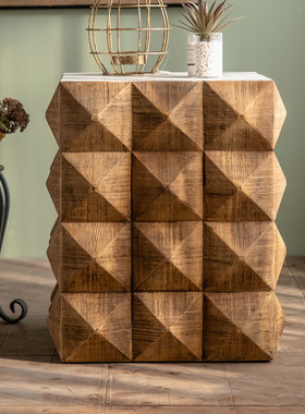 侘寂风复古实木小茶几客厅沙发边几民宿角几样P板房酒店床头小桌