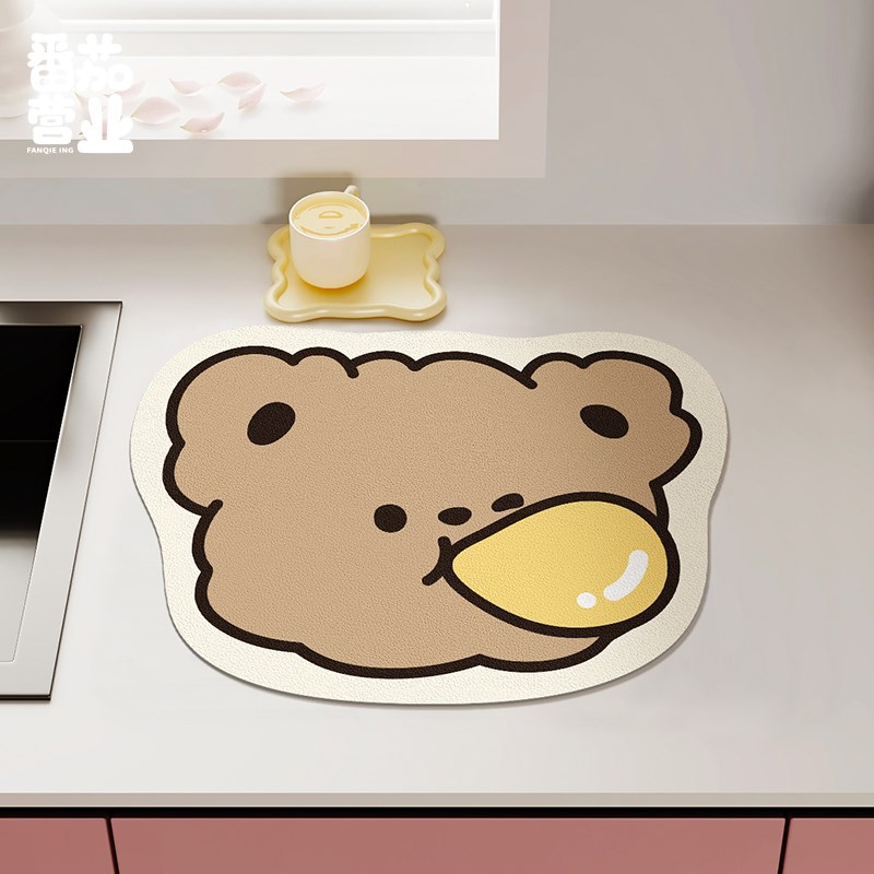 家用可爱餐垫皮革防水耐脏隔热垫子厨房台面沥水垫免洗可擦碗盘垫 - 图2