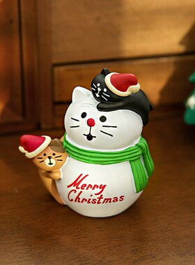 可爱日子 日式圣诞元素便签夹小摆件猫咪杂货可爱桌面装饰