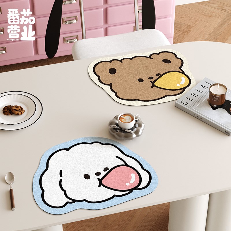 家用可爱餐垫皮革防水耐脏隔热垫子厨房台面沥水垫免洗可擦碗盘垫 - 图0
