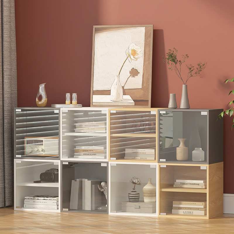 防尘书柜玻璃门自由组合格子柜简易展示柜儿童小柜子楼梯下储物柜 - 图2