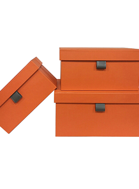 样板房衣帽间g橱柜皮质收纳盒子摆件软装饰品绿橙色轻奢家居储物