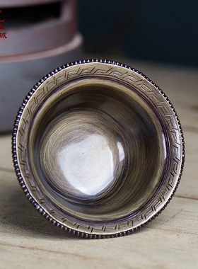 速发佛前用品高脚供水旧用品杯铜做杯雕八室内花吉祥供水碗径7cm