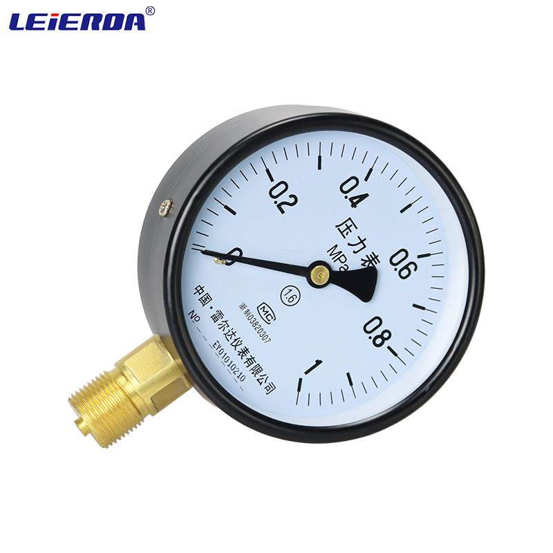 雷尔达 压力表Y-100 径向气压表自来水油压表真空负压表 0-1.6MPa - 图1