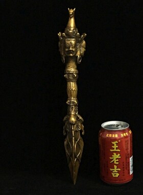 中式黄铜马头明王金o刚杵 客厅玄关装饰铜摆件 全铜铸造工艺品