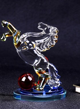 水晶马摆件生肖客厅书房酒柜台办公室创意开业招財礼X物装饰工艺