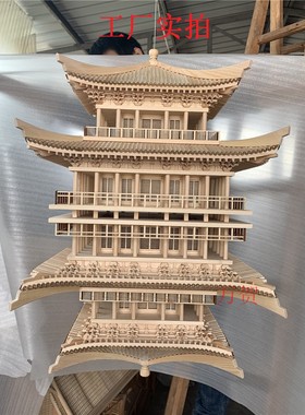 中式木雕古建筑软装场景装饰空中吊饰品悬挂饰品灯X实木镜像倒影