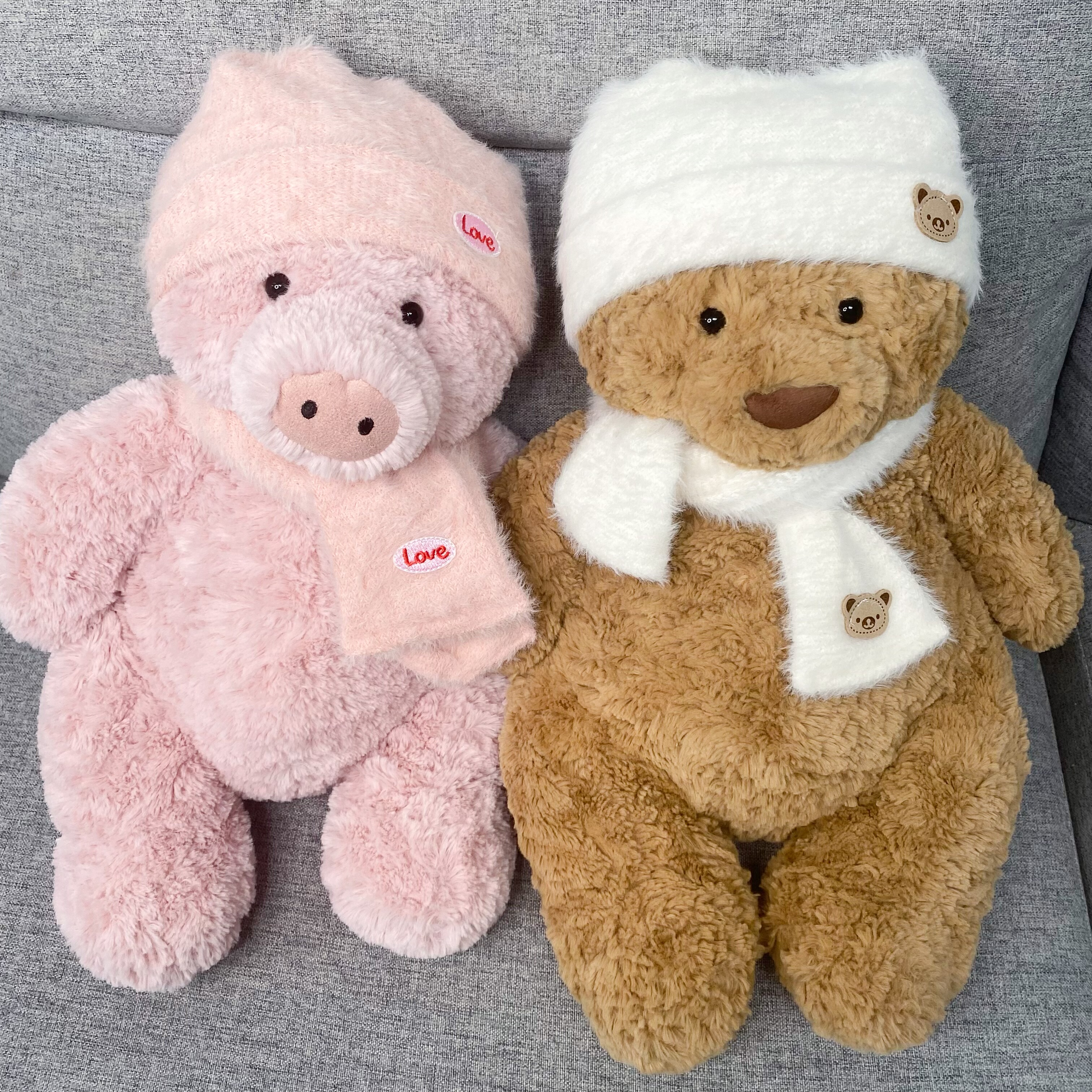 桐桐妈手作 巴塞罗熊巴纳布斯猪冬季针织帽子围巾（不含玩偶）,淘宝优惠券,粉丝福利购,淘宝优惠卷