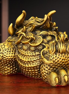 速发纯铜霸王金装摆件三足蟾柜厅玄关酒客蟾饰品黄铜三脚蟾蜍店铺