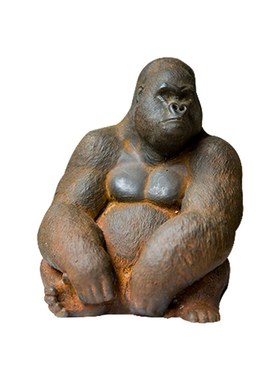 创意仿铸铁铁锈迷你大q猩猩动物桌面小摆件书房客厅茶台纯手工艺