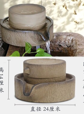 户外花园庭院阳台石槽流水喷泉假山大号植物水P培创意石磨流水摆