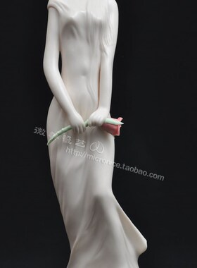12吋玫瑰少女摆件 玫p瑰摆件 结婚纪念日情人物艺术品求婚陶瓷礼