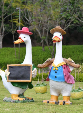 花园鸭子摆件卡通可爱鹅仿真动物雕塑幼儿园O户外庭院园林景观装