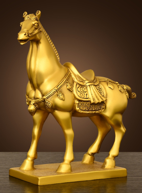 纯黄铜马摆件马到成功生肖马马的吉祥物办公室家居工艺Z装饰品唐