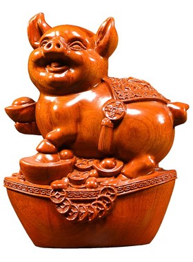 速发牛木雕十二生肖摆实木质鼠件虎兔龙蛇马羊猴鸡狗猪客厅家居工