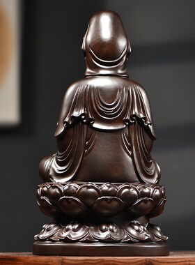 速发木佛南海观音菩萨家用坐莲观音雕像居家供奉办公室镇宅招财工