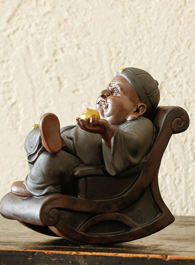 速发创意财主老爷摆件新中式家居饰品陶瓷工艺桌品面装饰礼物人品