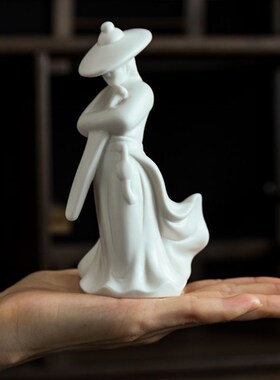 速发寒江孤影客景故人古风侠江摆件假山水微湖观禅意造景陶瓷武侠