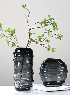 琉璃花瓶轻奢特厚黑色艺术品摆件客厅样板房售楼处酒店花器装饰品